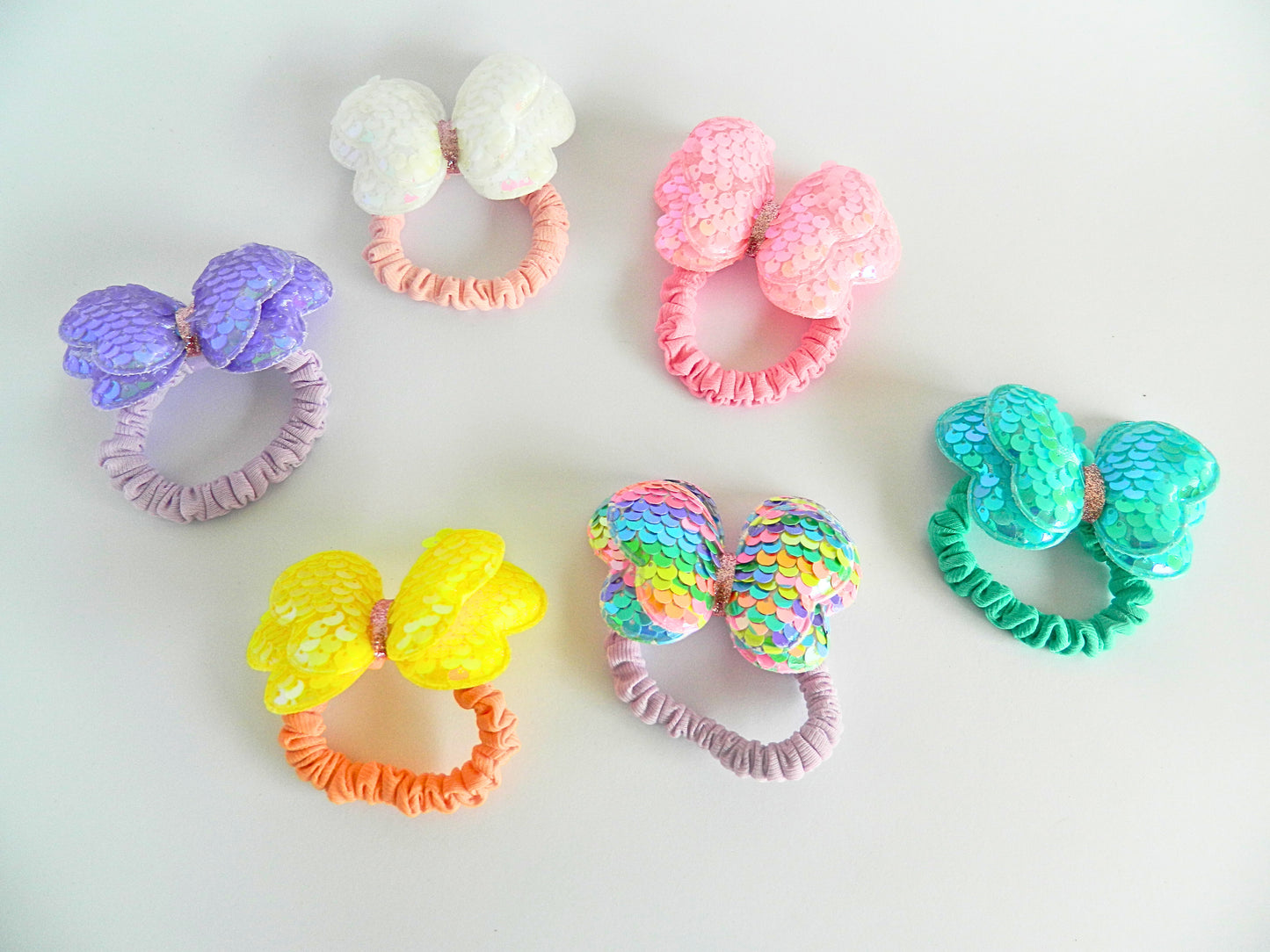 sequence shimmery butterfly hair ties for kids