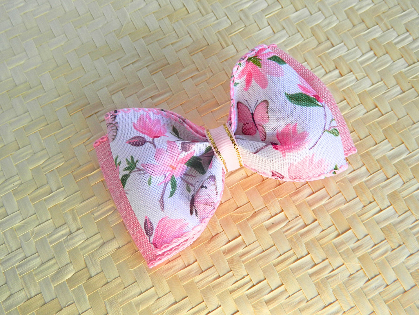 Dual fabric pink bow