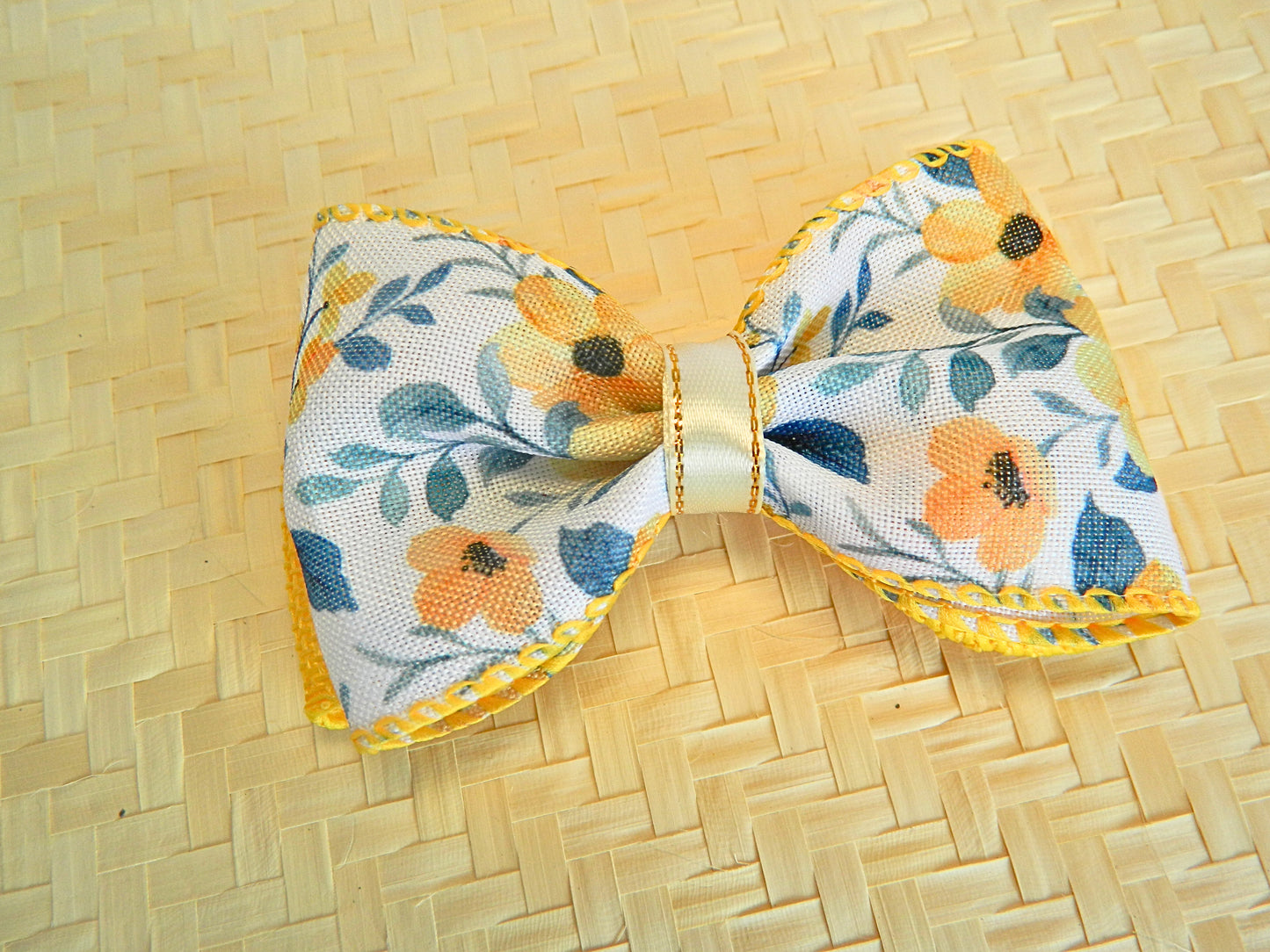 Dual fabric yellow bow