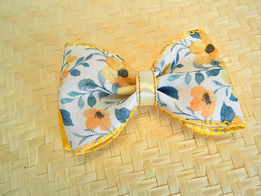 Dual fabric yellow bow