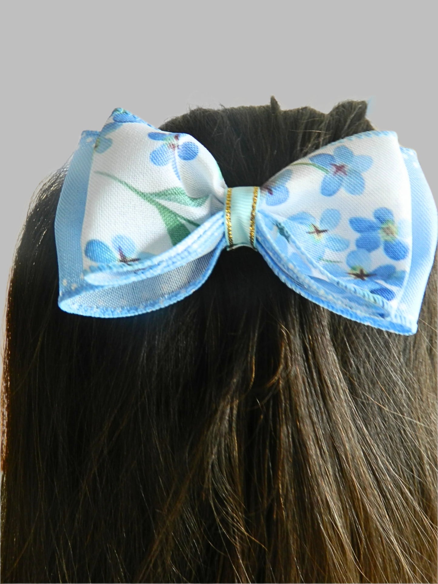 dual fabric blue bow