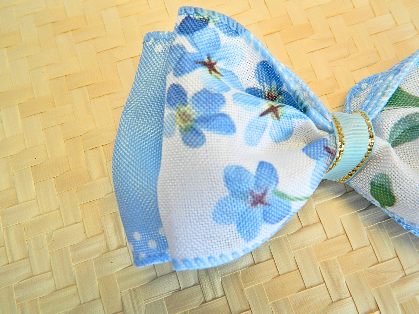 Dual fabric blue bow