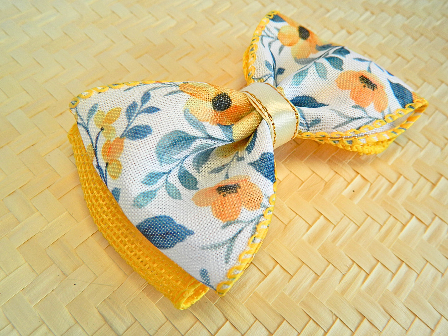 Dual fabric yellow bow