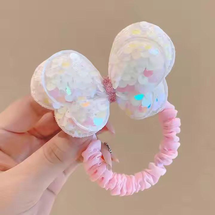 White butterfly hair tie