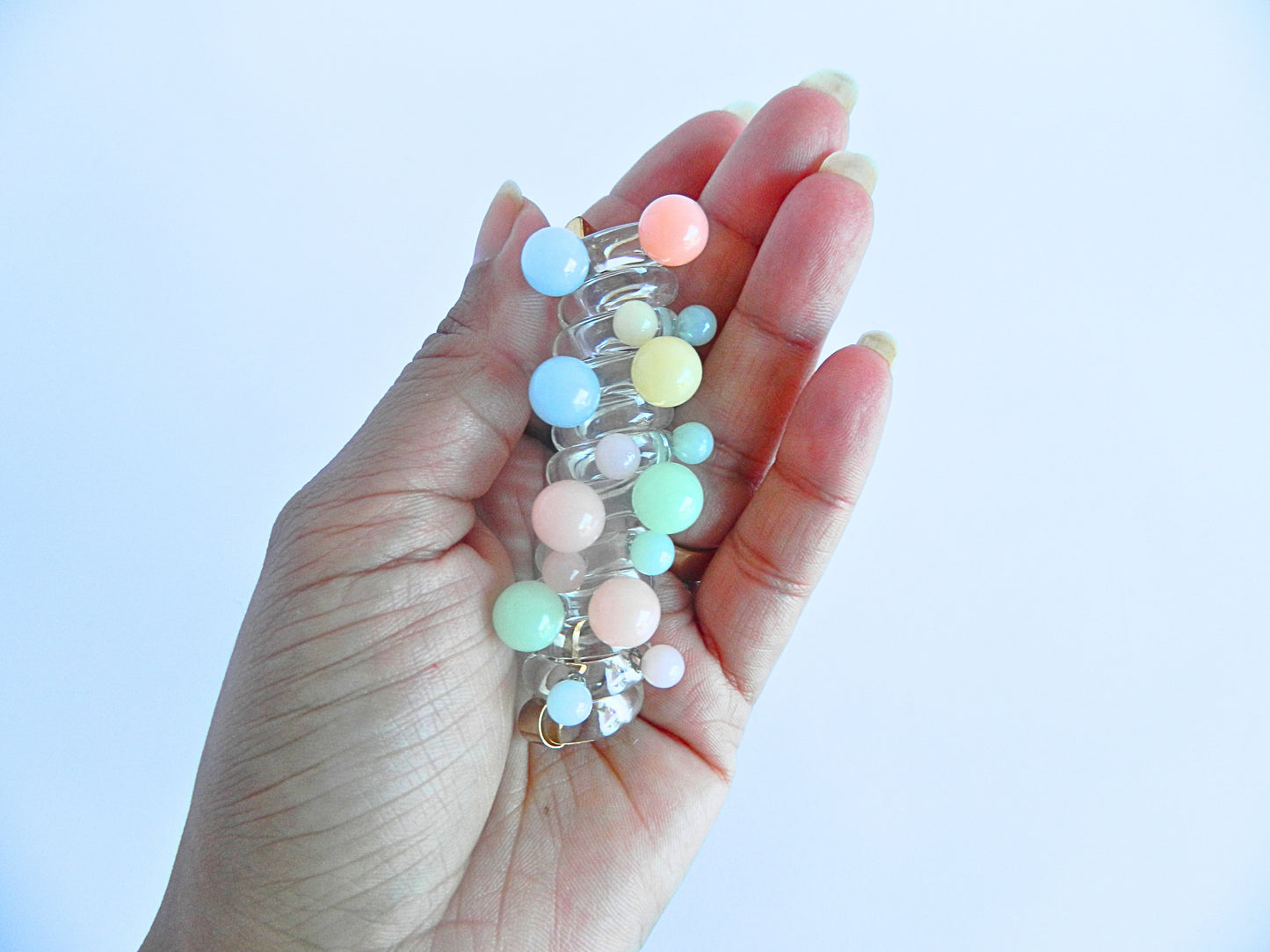 Spiral pearl hair tie - multicolor