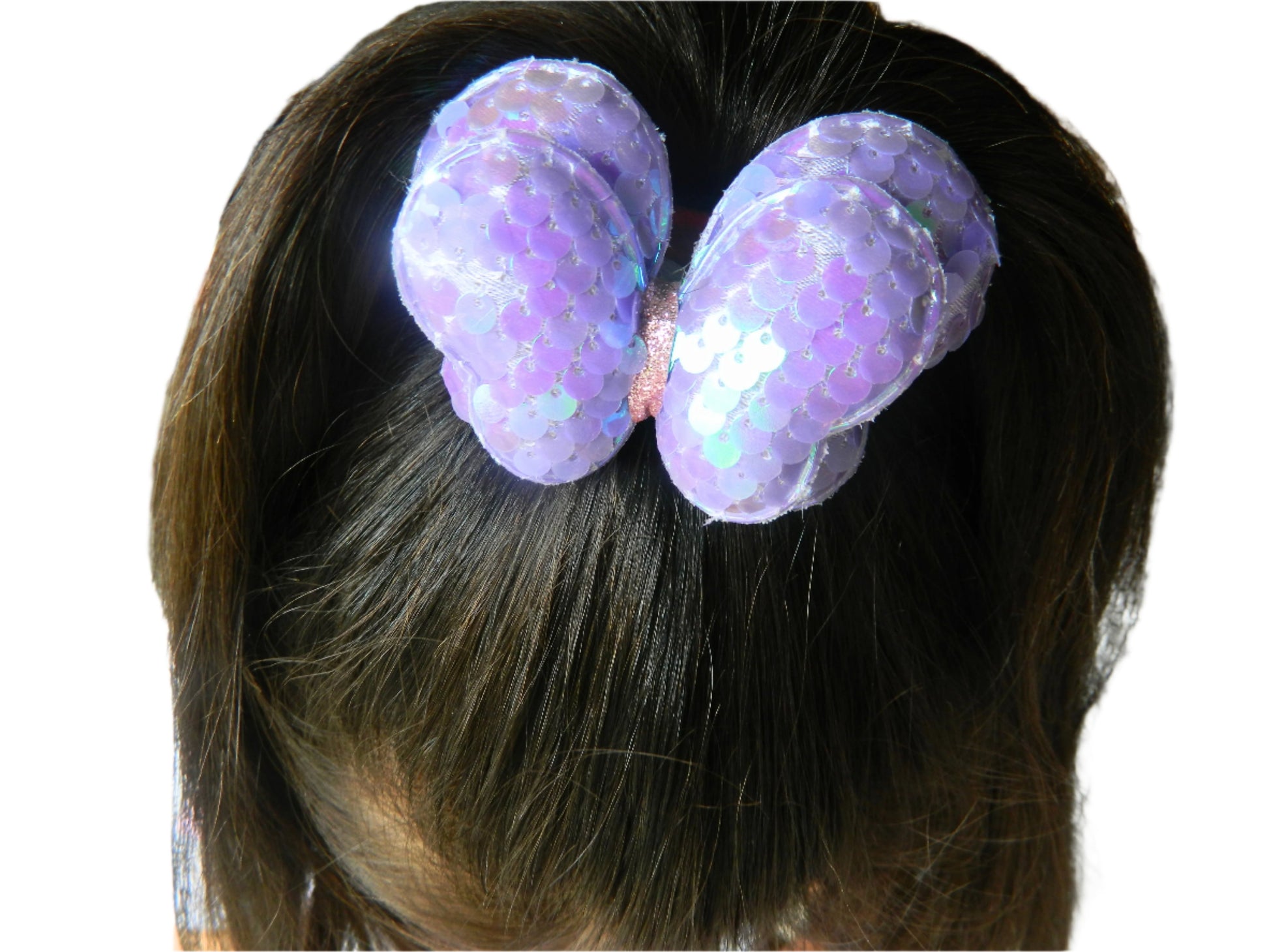 butterfly shimmery headband on a girl