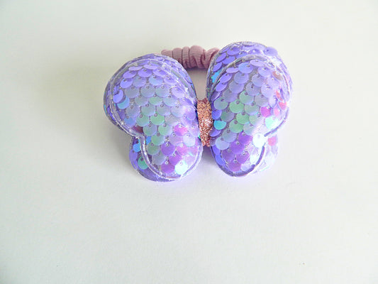 Purple butterfly hair tie