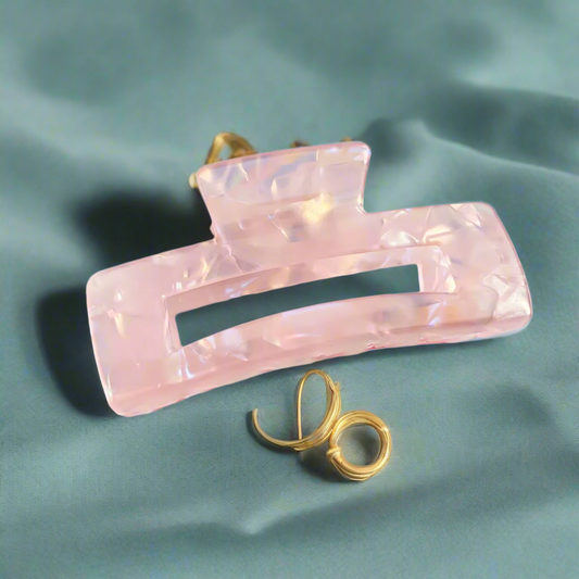 pink resin hair claw for women